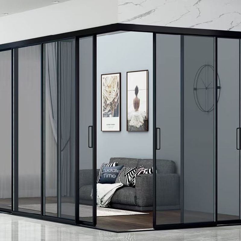 Narrow Glass Sliding Aluminum Doors